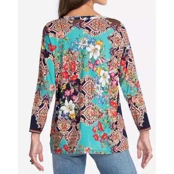 Johnny Was Indi Flower Long Sleeve Henley T Shirt Size 2XS XXS - Picture 4 of 12